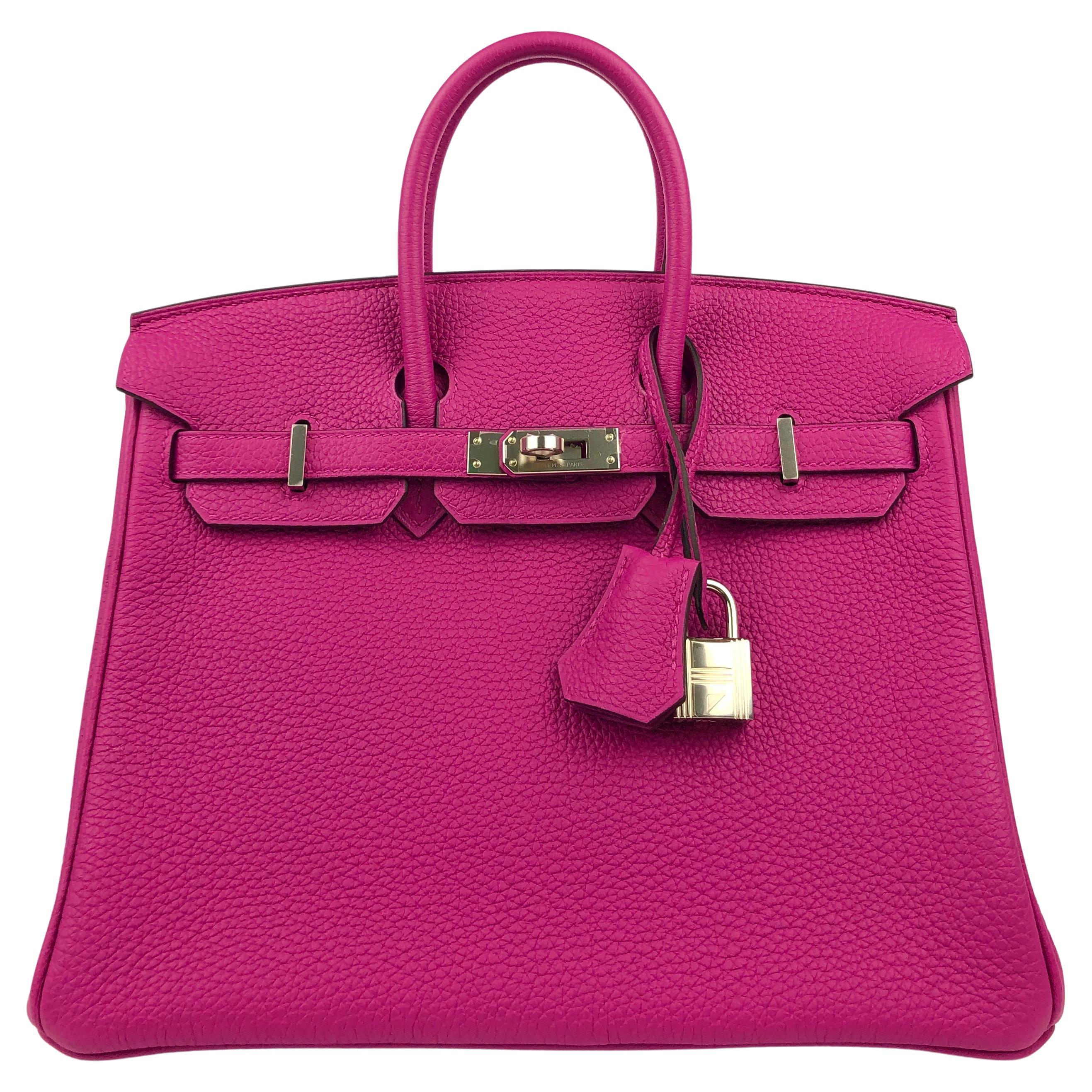 Hermes Pink Togo Leather Palladium Hardware Birkin 25 Bag