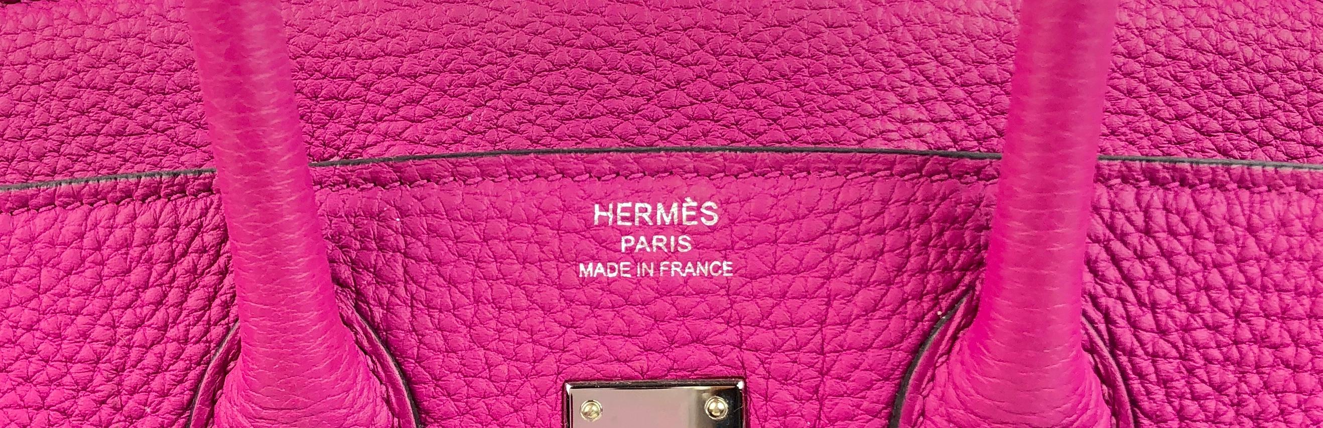 Hermes Birkin 25 Rose Pourpre Pink Togo Palladium  In Excellent Condition In Miami, FL