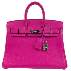 Hermes Birkin 25 Rose Pourpre Rosa Togo Palladium