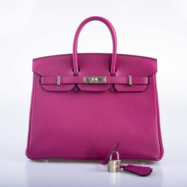 Rose Pourpre Birkin 25cm in Togo Leather with Palladium Hardware, 2017, 愛馬仕, L3紫玫色Togo小牛皮25公分柏金包,附鍍鈀金屬件, 2017, The Luxury Edit: Handbags, 2020