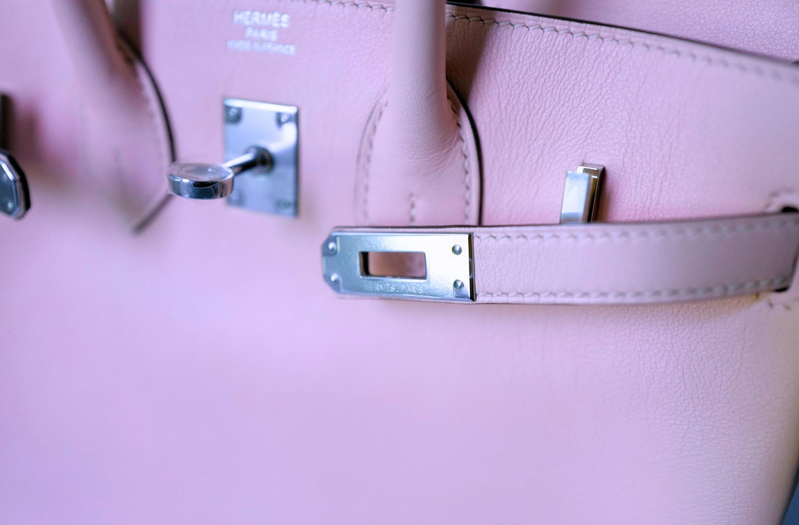 Hermès Birkin 25 Rose Sakura Swift Palladium Hardware D Stamp For Sale 5
