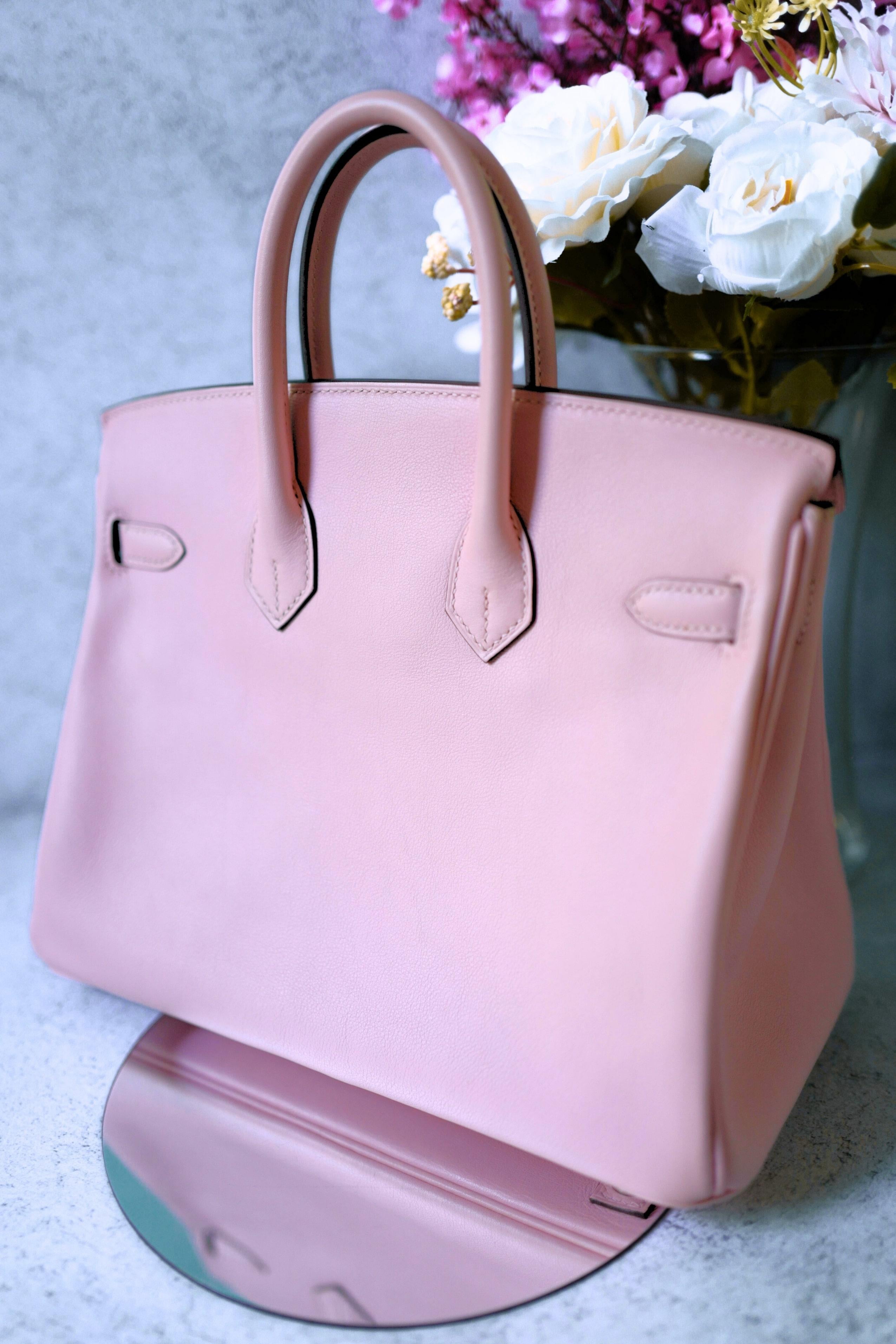 Hermès Birkin 25 Rose Sakura Swift Palladium Hardware D Stamp For Sale 7