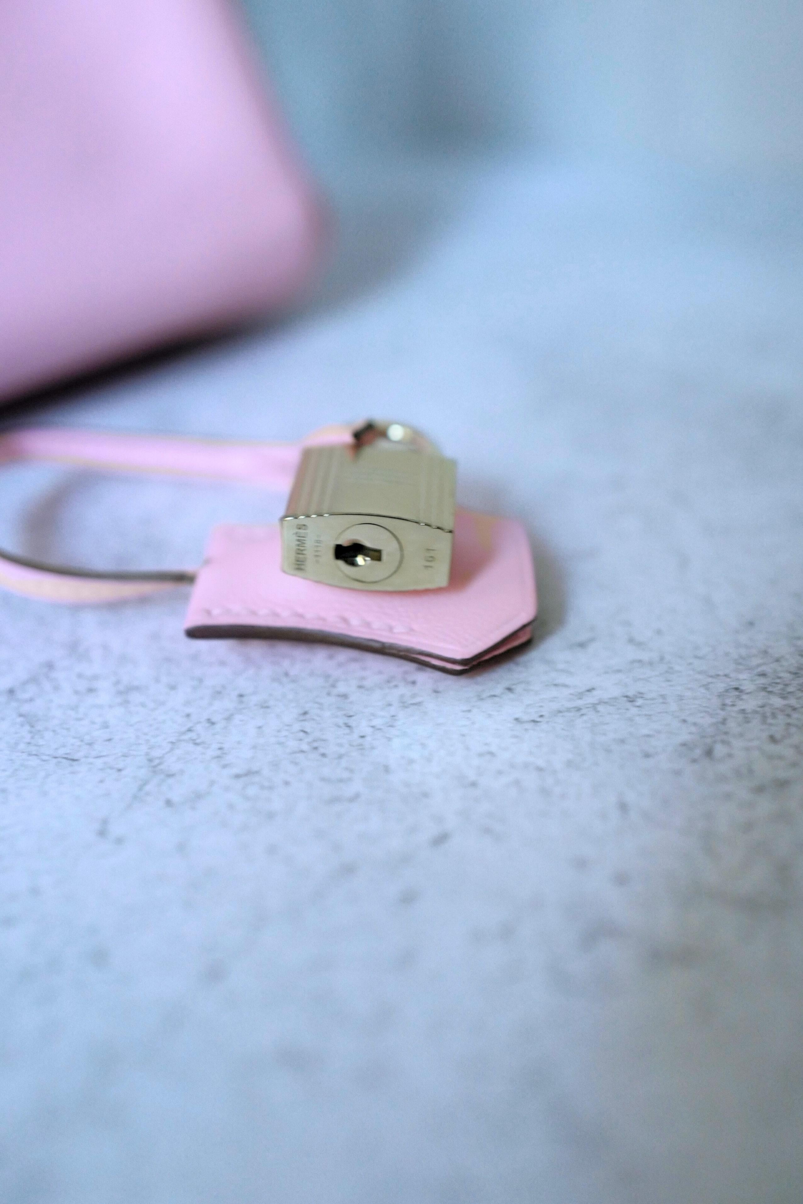 Hermès Birkin 25 Rose Sakura Swift Palladium Hardware D Stamp For Sale 9