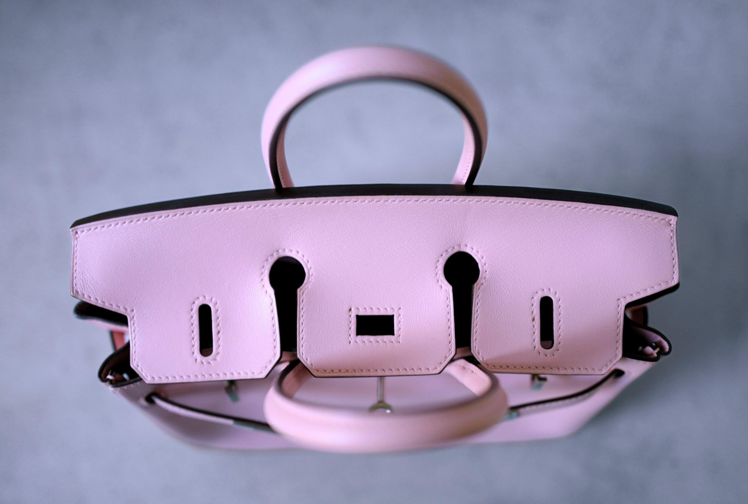 Hermès Birkin 25 Rose Sakura Swift Palladium Hardware D Stamp For Sale 10