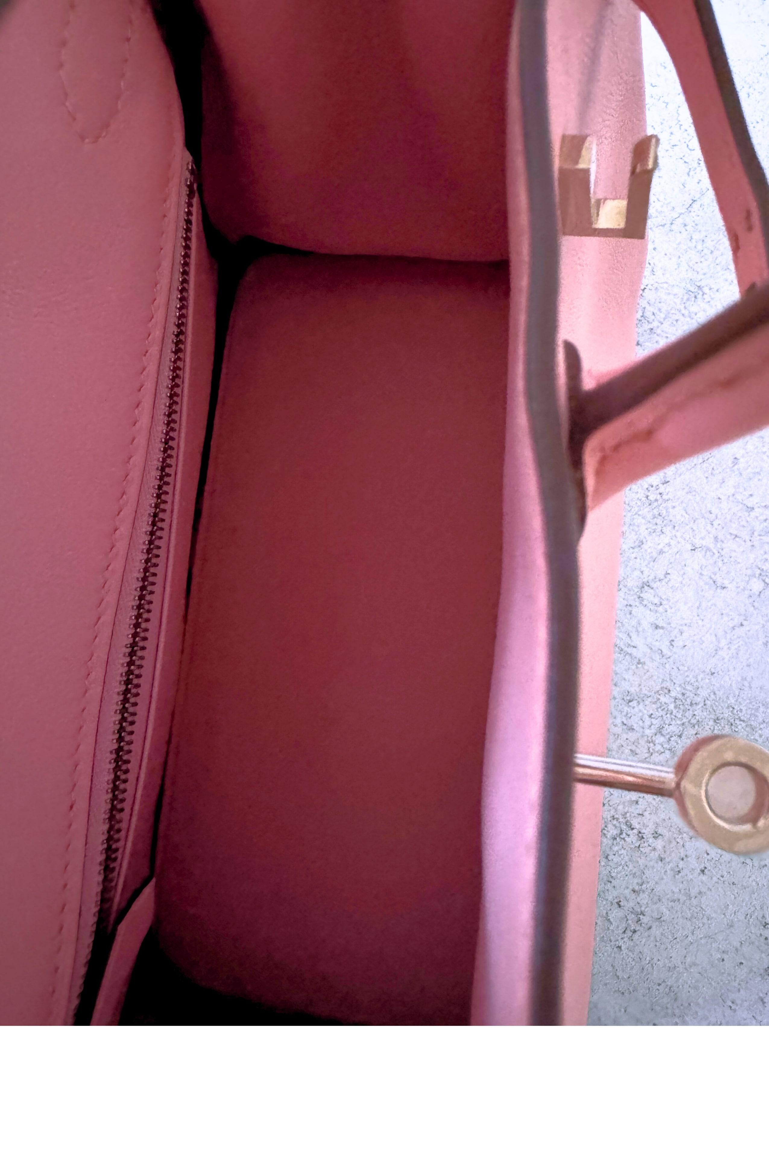 Hermès Birkin 25 Rose Sakura Swift Palladium Hardware D Stamp For Sale 12