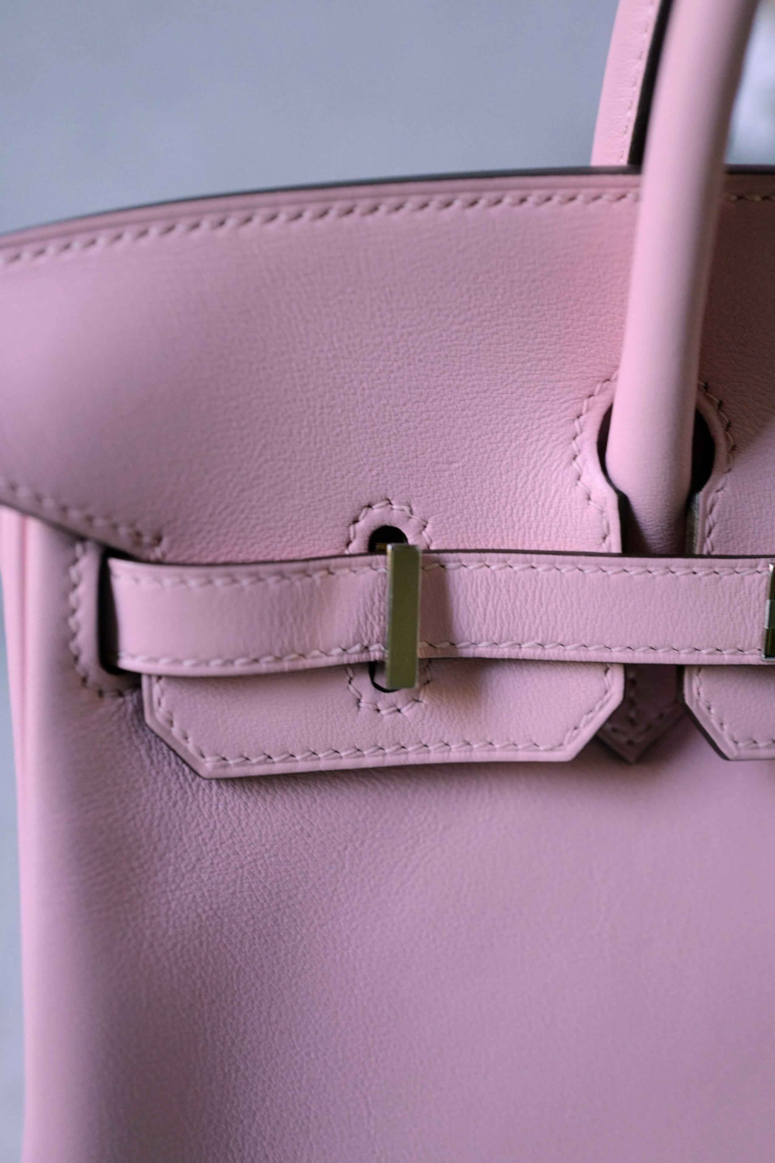 Hermès Birkin 25 Rose Sakura Swift Palladium Hardware D Stamp For Sale 13