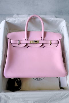 Hermès Birkin 25 Rose Sakura Swift Palladium Hardware D Stamp
