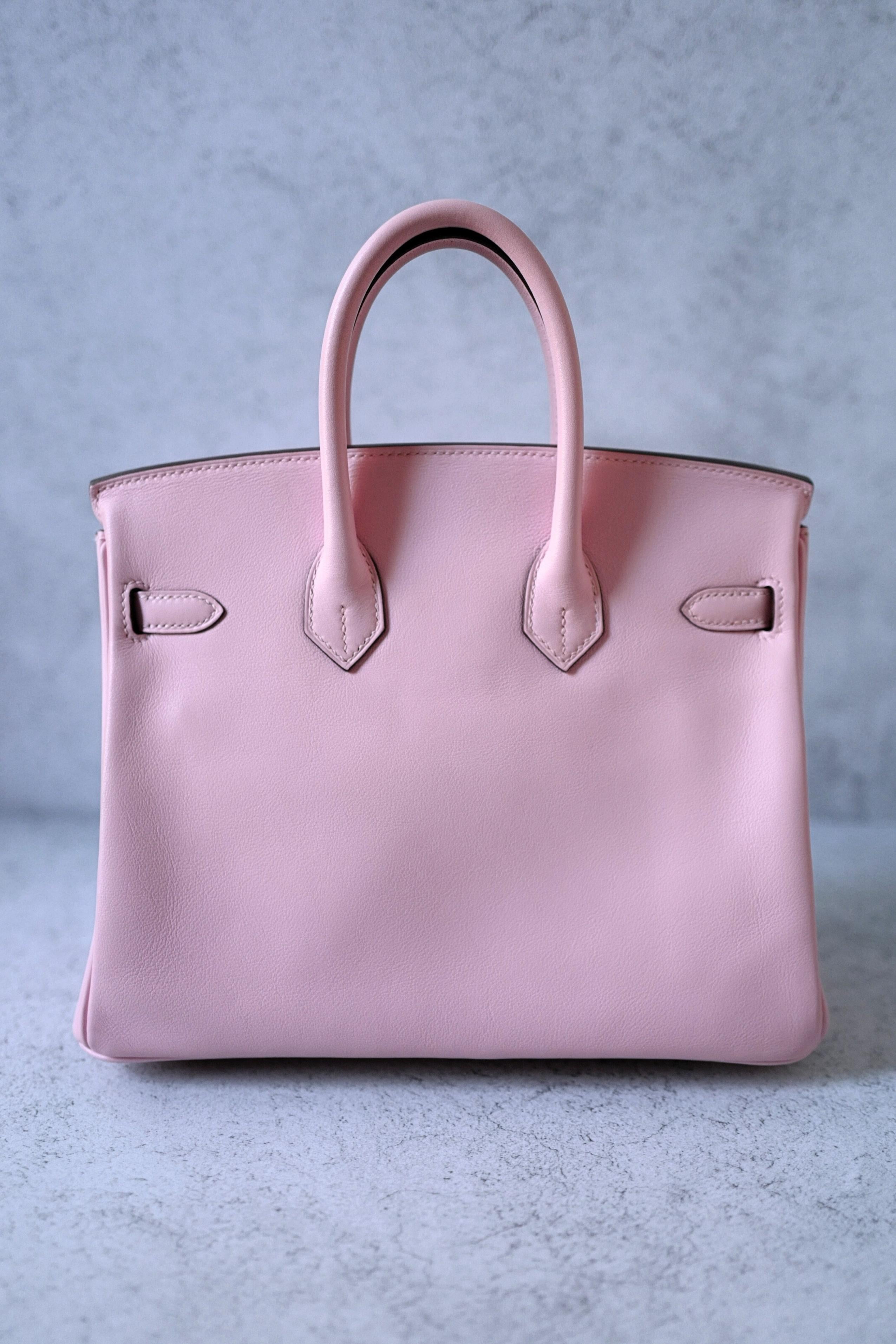 Women's Hermès Birkin 25 Rose Sakura Swift Palladium Hardware D Stamp For Sale