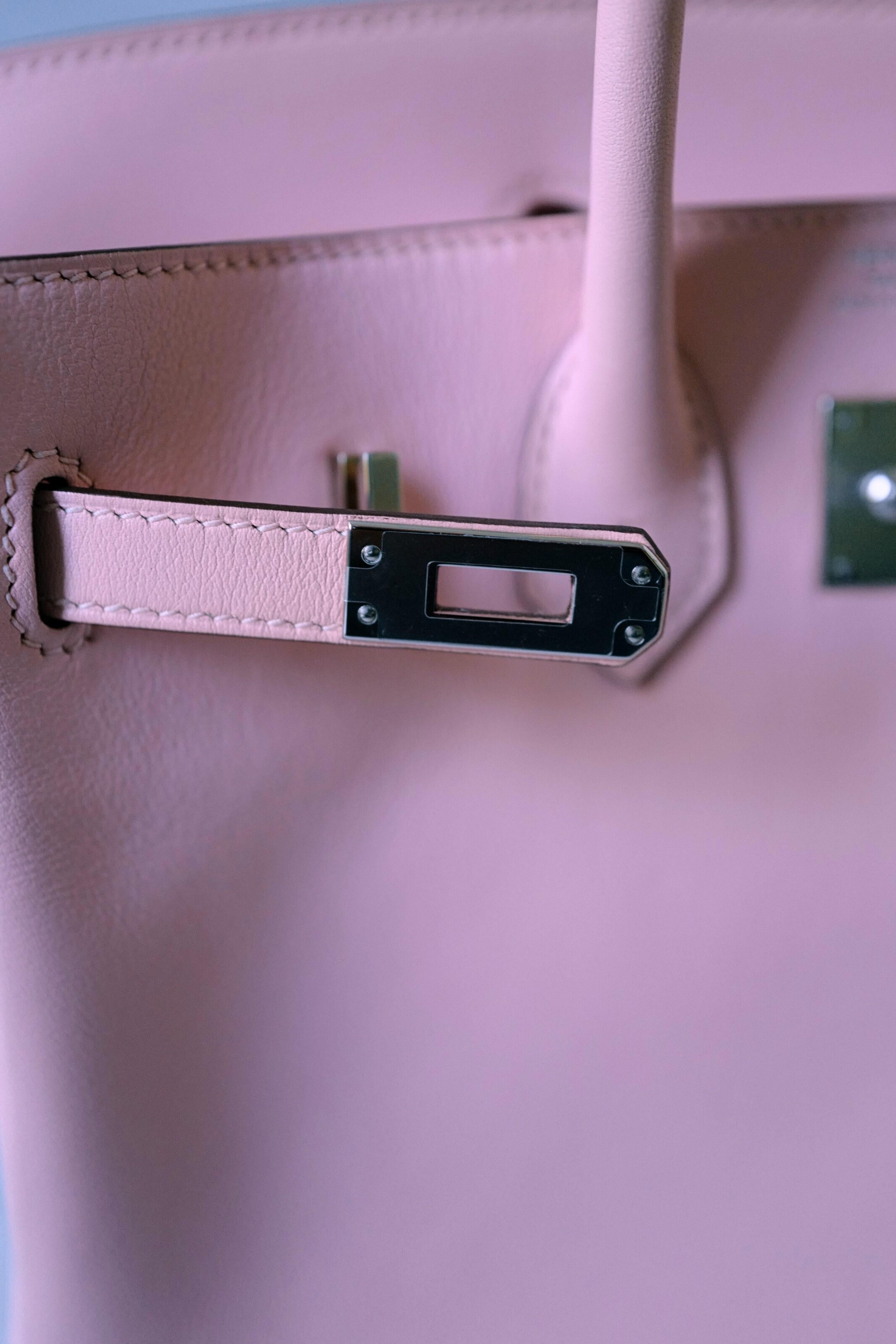 Hermès Birkin 25 Rose Sakura Swift Palladium Hardware D Stamp For Sale 3