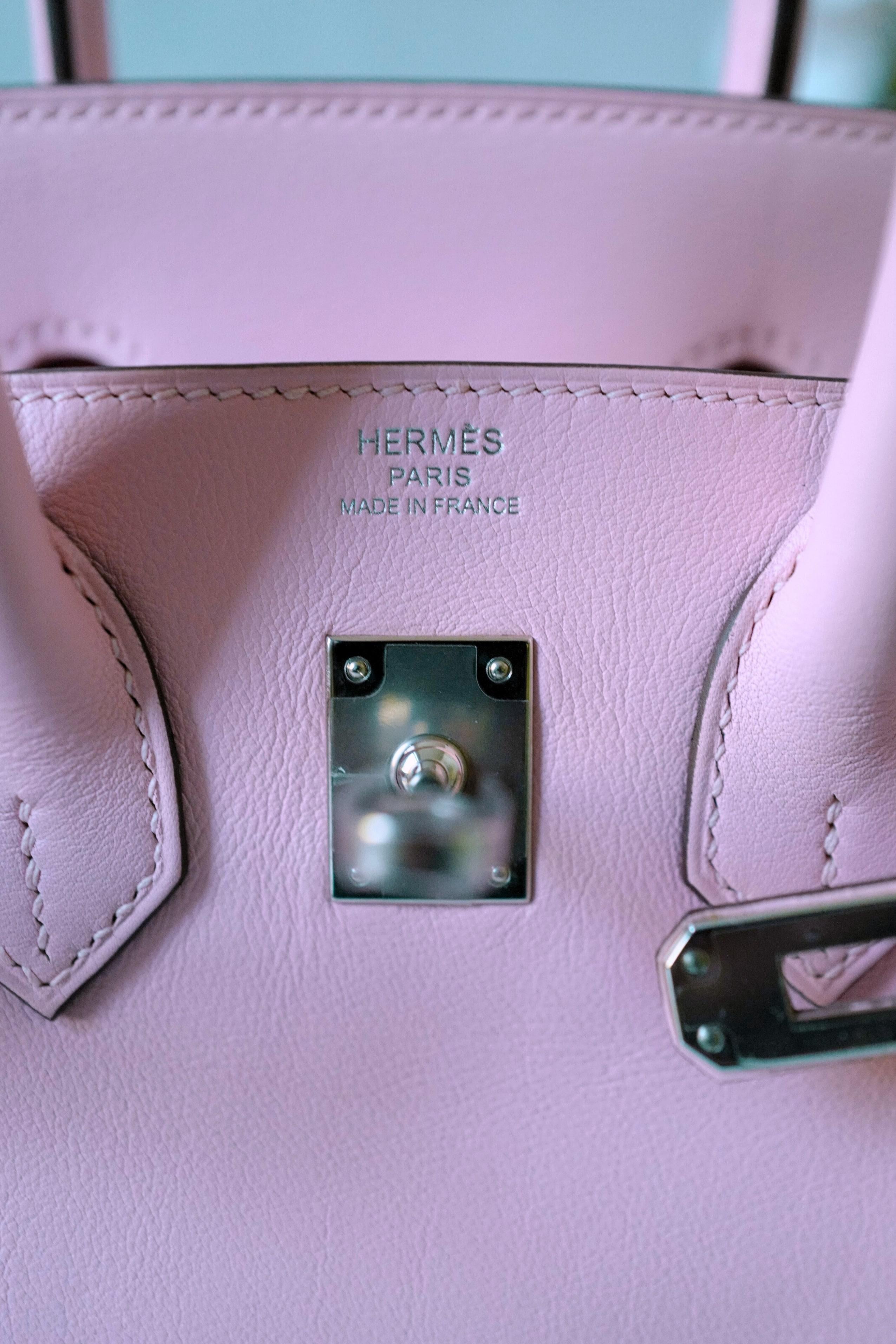 Hermès Birkin 25 Rose Sakura Swift Palladium Hardware D Stamp For Sale 4