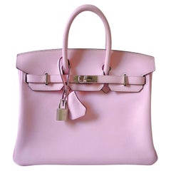Hermès Birkin 25 Rose Sakura Swift Palladium Hardware D Stamp