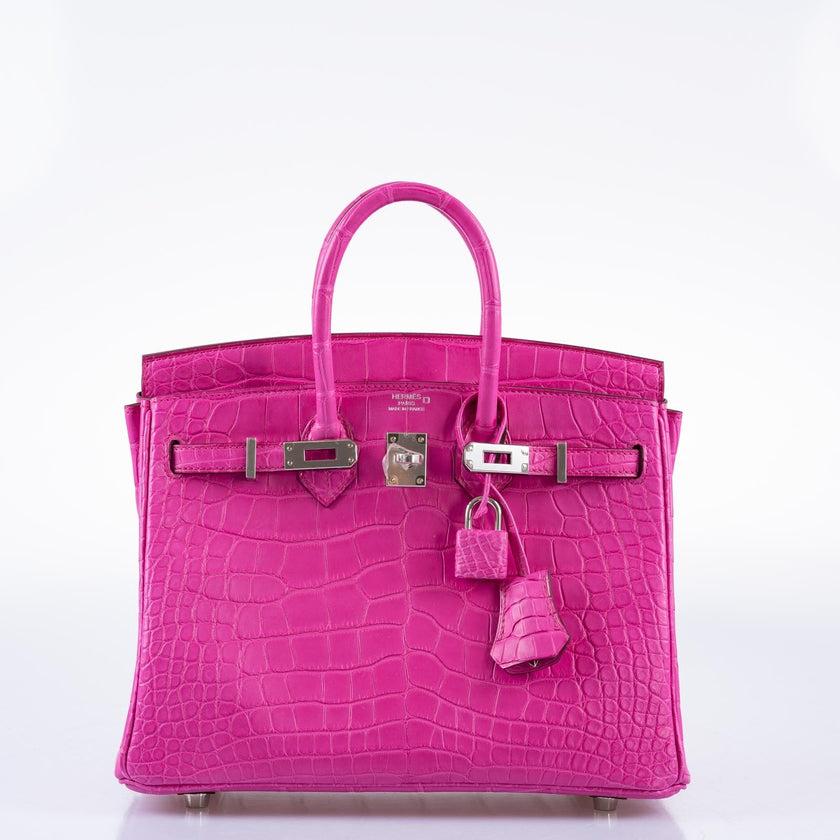 Hermès Birkin 25 Rose Shocking Matte Alligator Palladium Hardware Bag 2