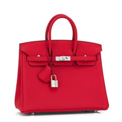 Hermes Birkin 25 Rouge Casaque Verso Bag Red RARE Limited Edition Y Stamp, 2020