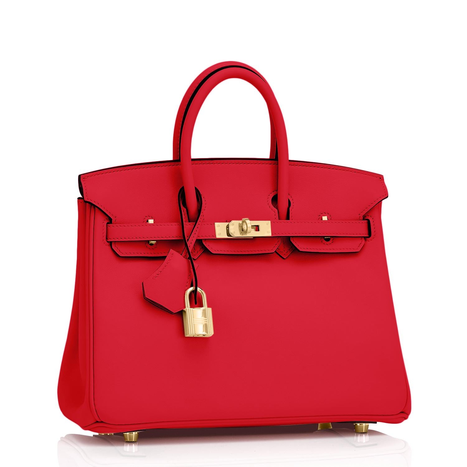 Hermes Birkin 25 Rouge de Coeur Lipstick Red Bag Gold Jewel Y Stamp, 2020
Just purchased from Hermes store; bag bears new interior 2020 Y Stamp.
Brand New in Box. Store fresh. Pristine Condition (with plastic on hardware)
Perfect gift! Comes with