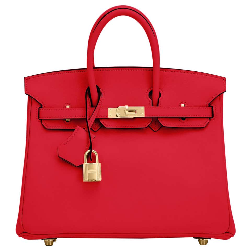 Hermes Birkin 25 Rouge de Coeur Lipstick Red Bag Gold Jewel Y Stamp ...