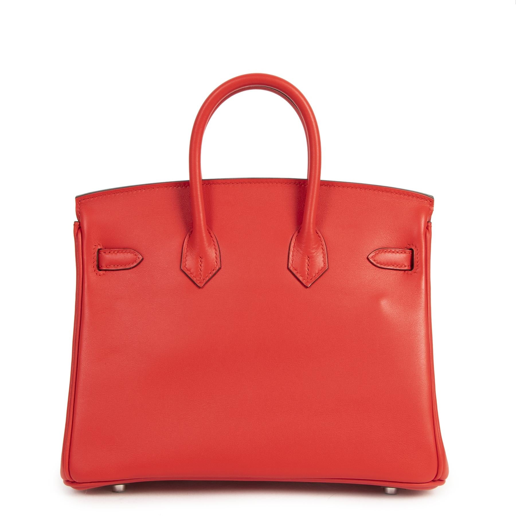 Red Hermes Birkin 25 Rouge De Coeur Veau Jonathan PHW