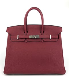 Hermes Birkin 25 Rouge Grenat Red Togo Leather Palladium Hardware