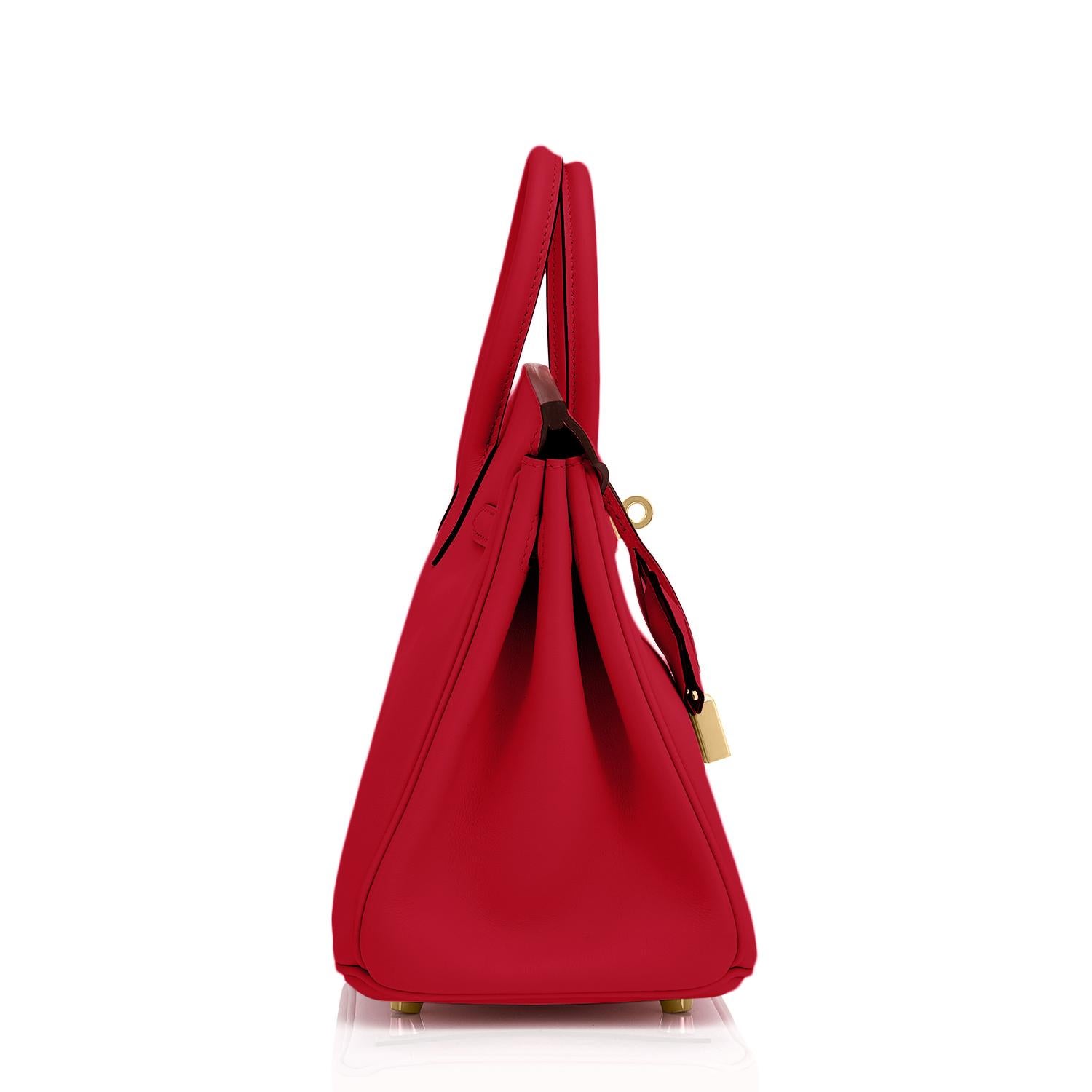 Women's Hermes Birkin 25 Rouge Piment Red Bag Gold Jewel Y Stamp, 2020