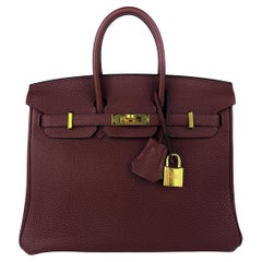 Hermes Birkin 25 Rouge Sellier Togo Leder Handtasche Tasche Gold Hardware RARE