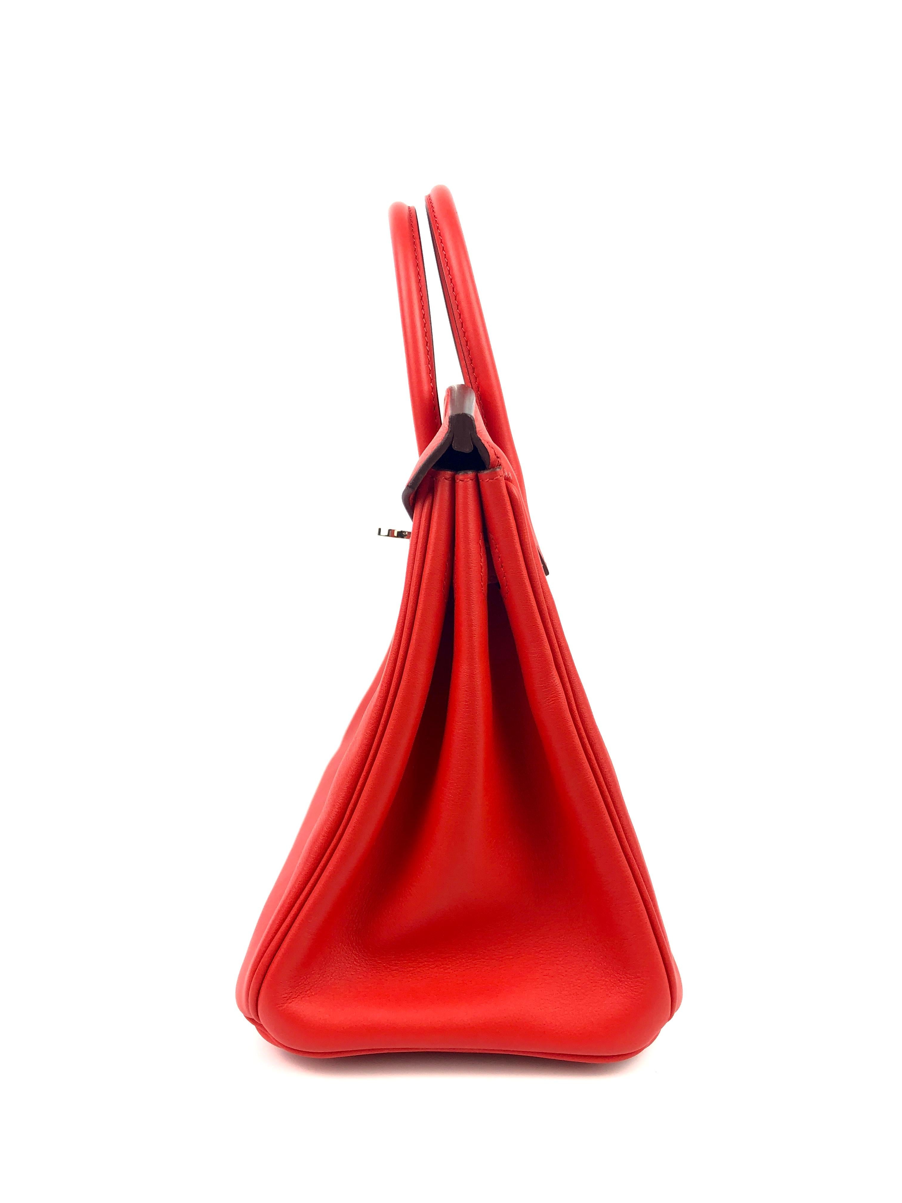 Hermes Birkin 25 Rouge Tomate Red Palladium Hardware In Excellent Condition In Miami, FL