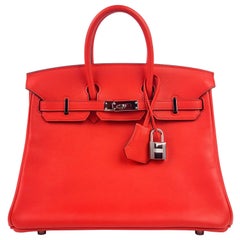 Hermes Birkin 25 Rouge Tomate Red Palladium Hardware