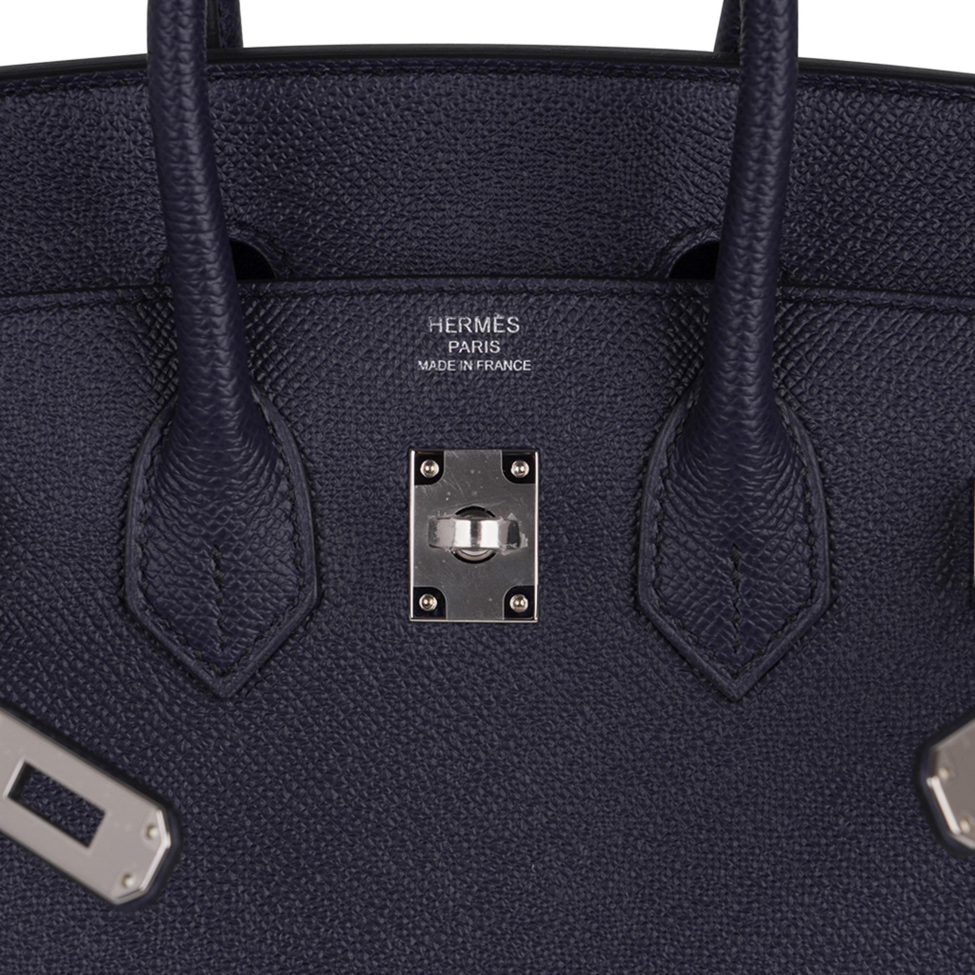 Hermes Birkin Sellier 25 Sac Bleu Indigo Palladium Hardware Epsom Leather  en vente 3