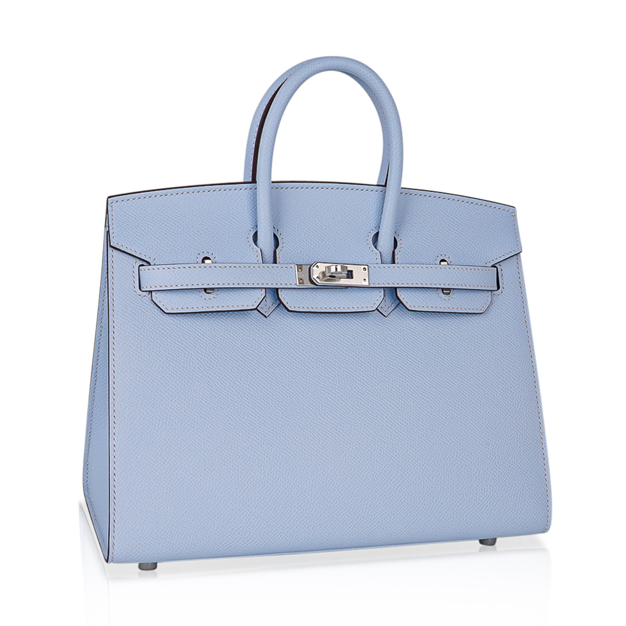 Hermes Birkin 25 Sellier Bag Blue Brume Epsom Palladium Hardware