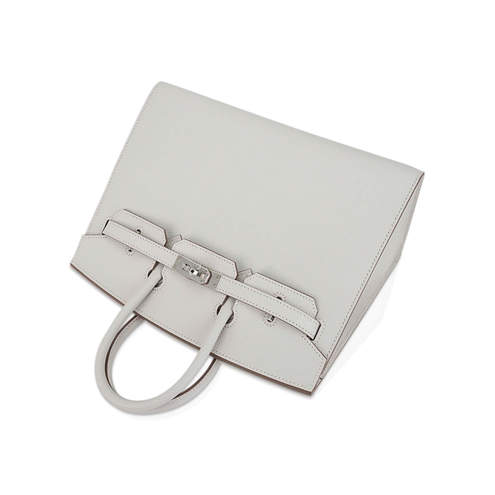 Hermes Birkin 25 Sellier Bag Gris Pale Epsom Leather Palladium Hardware For Sale 5
