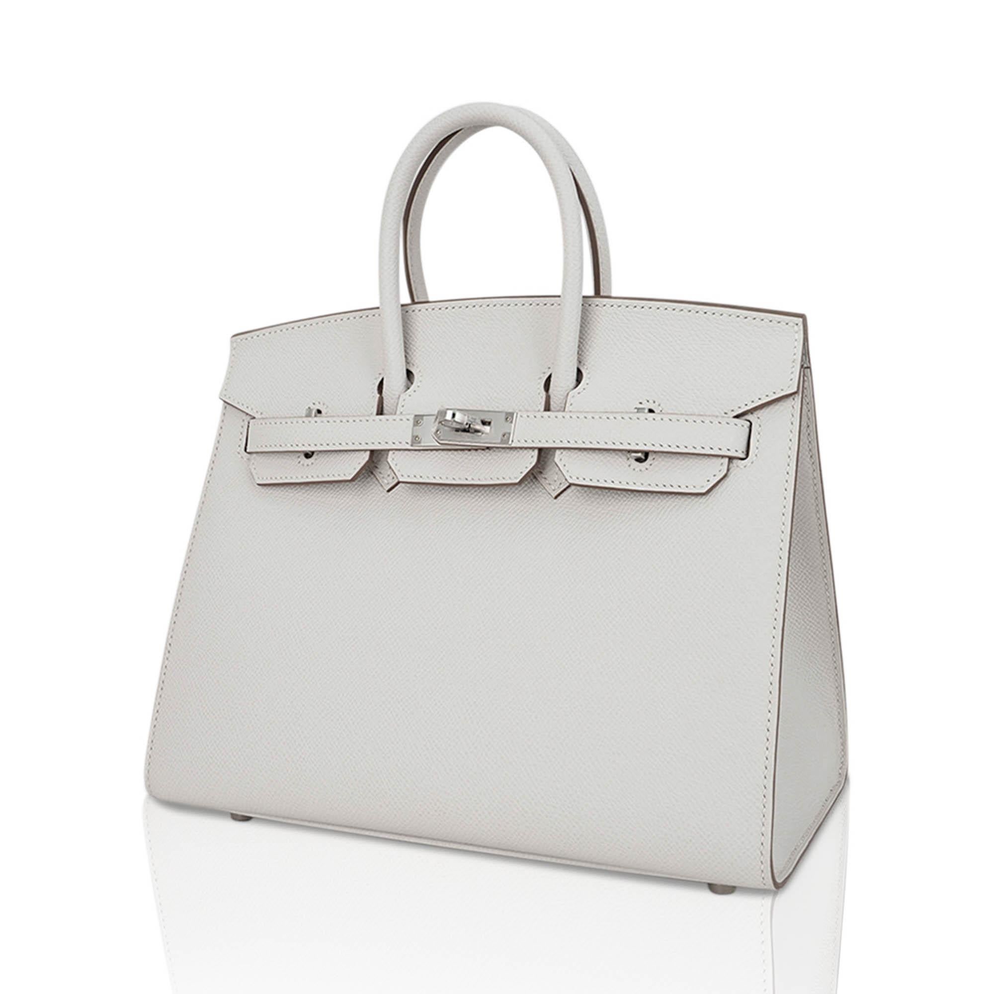Hermes Birkin 25 Sellier Bag Gris Pale Epsom Leather Palladium Hardware In New Condition For Sale In Miami, FL