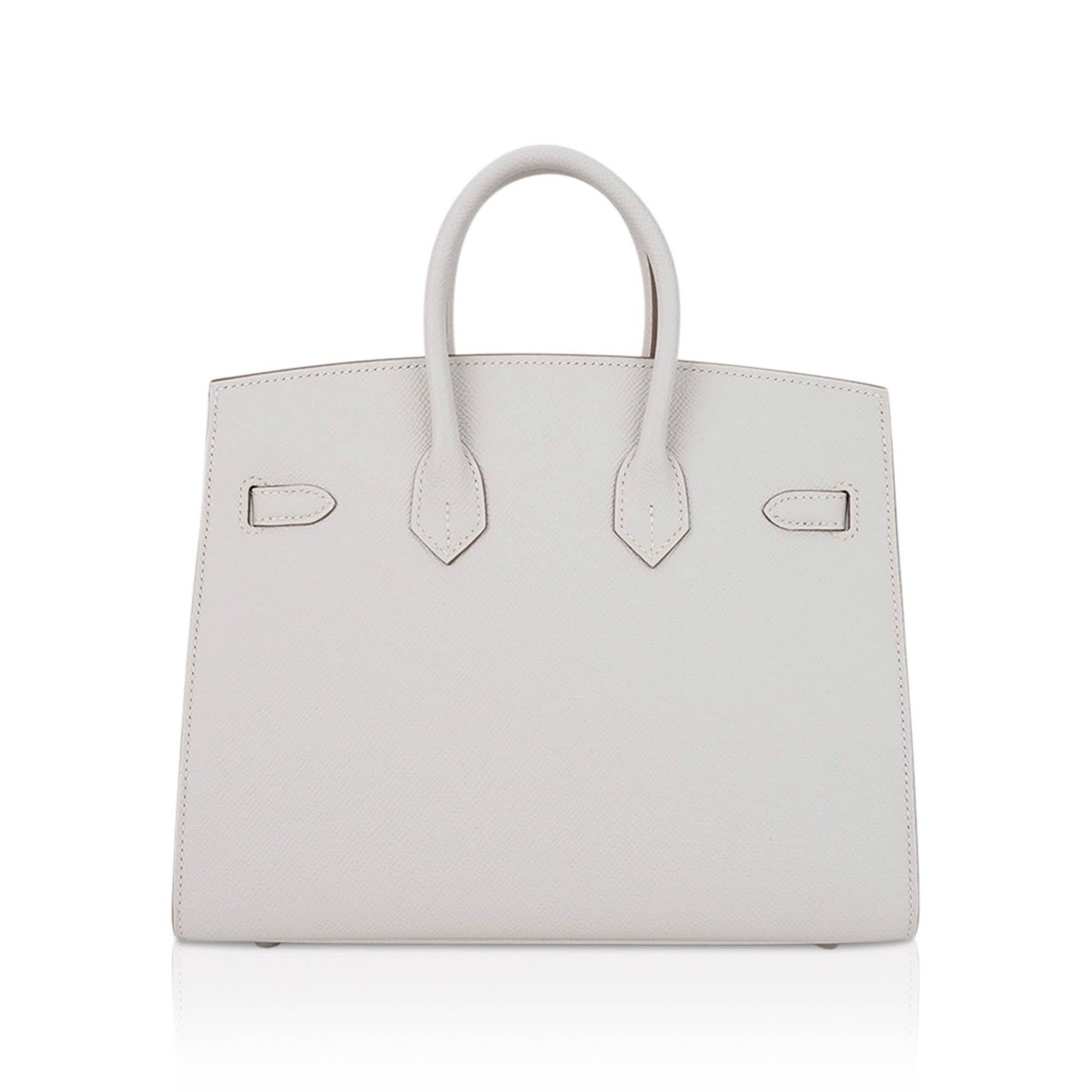 Hermes Birkin 25 Sellier Bag Gris Pale Epsom Leather Palladium Hardware For Sale 2