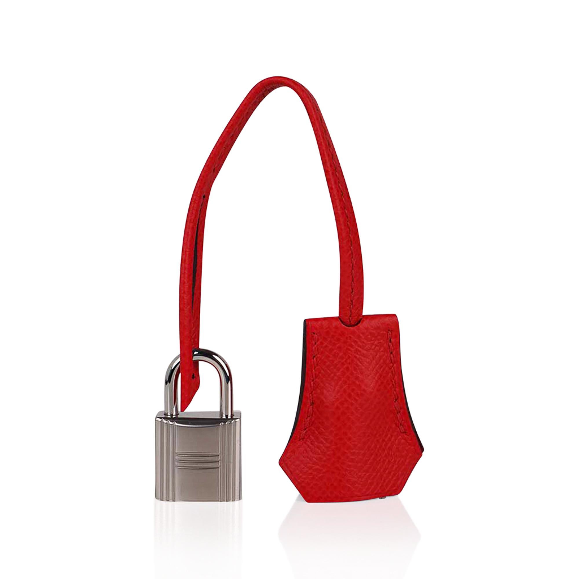 Hermes Birkin Sellier 25 Bag Rouge De Couer Epsom Palladium Hardware  For Sale 2