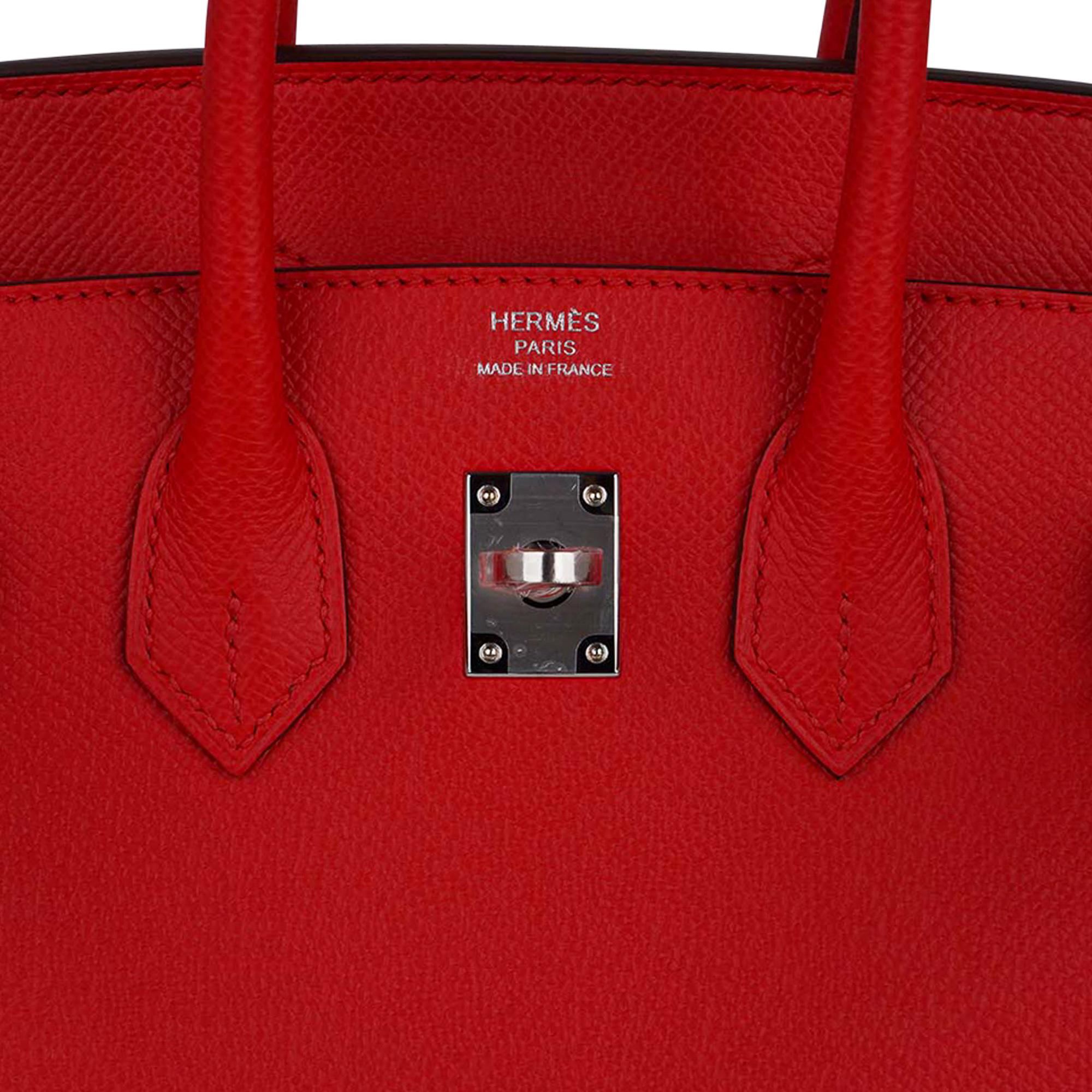 Hermes Birkin Sellier 25 Bag Rouge De Couer Epsom Palladium Hardware  For Sale 4