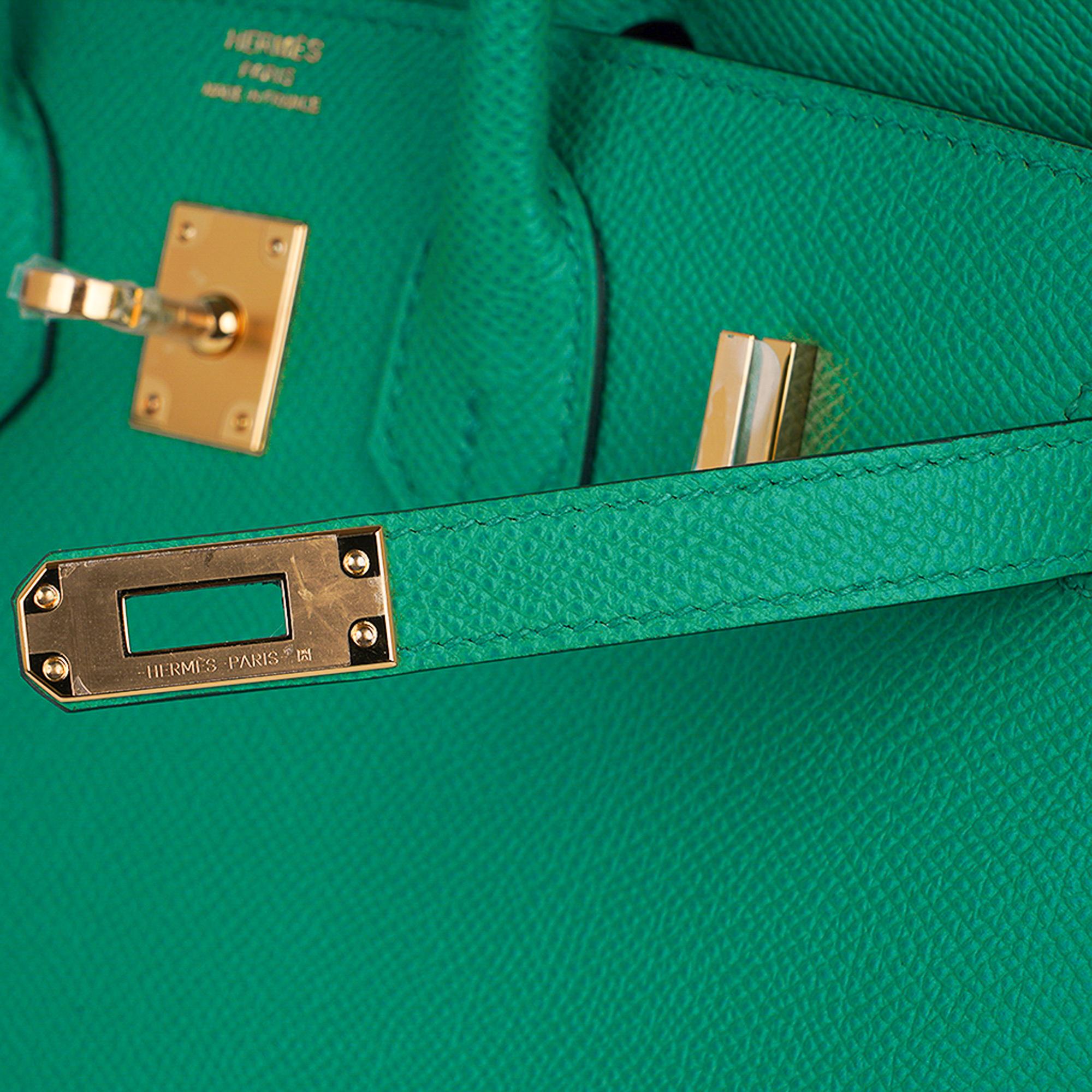 Hermes Birkin Sellier 25 Sac Vert Jade Gold Hardware Epsom Leather Pour femmes en vente