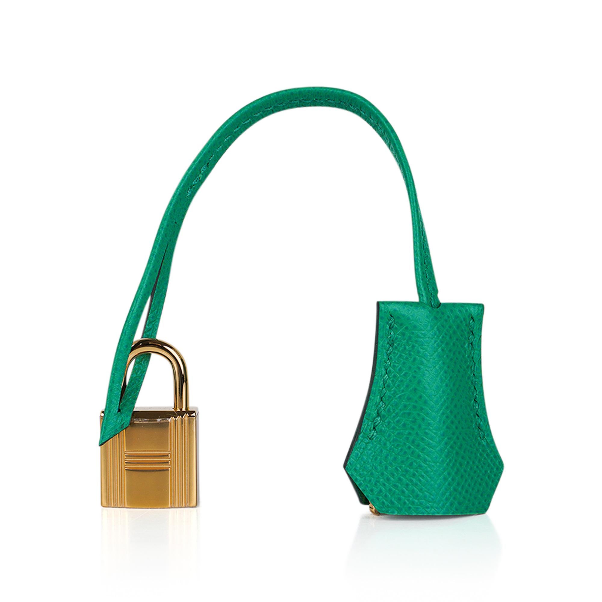 Hermes Birkin Sellier 25 Sac Vert Jade Gold Hardware Epsom Leather en vente 5