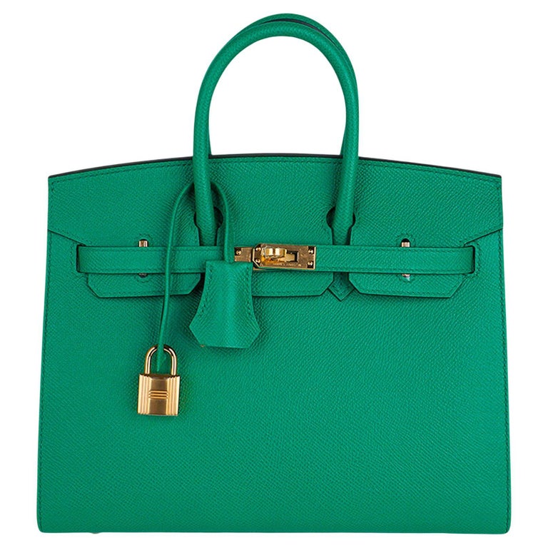 Hermes Birkin Sellier 25 Bag Vert Jade Gold Hardware Epsom Leather For Sale  at 1stDibs