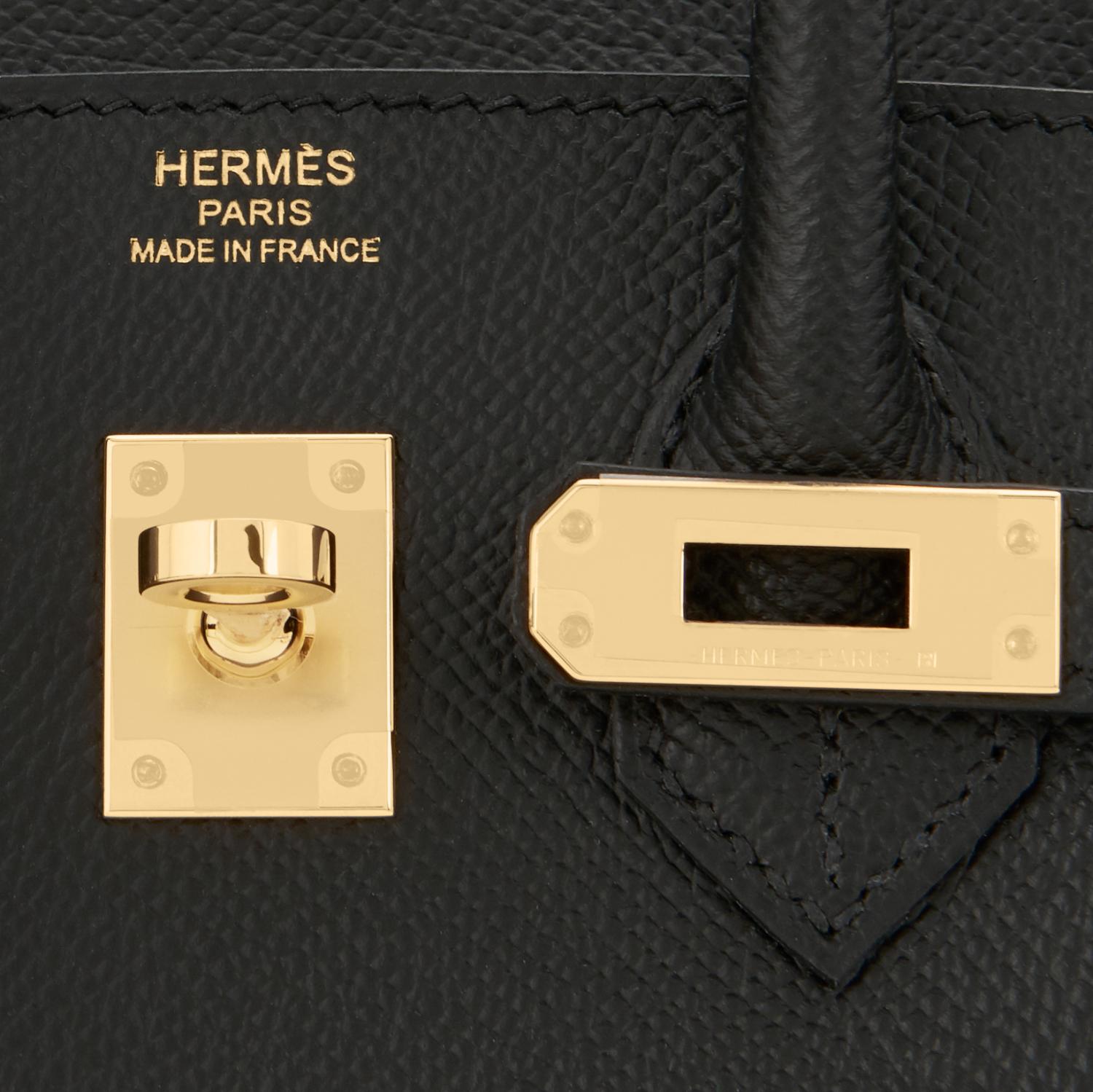 Hermes Birkin 25 Sellier Black Epsom Gold Hardware U Stamp, 2022 RARE For Sale 3