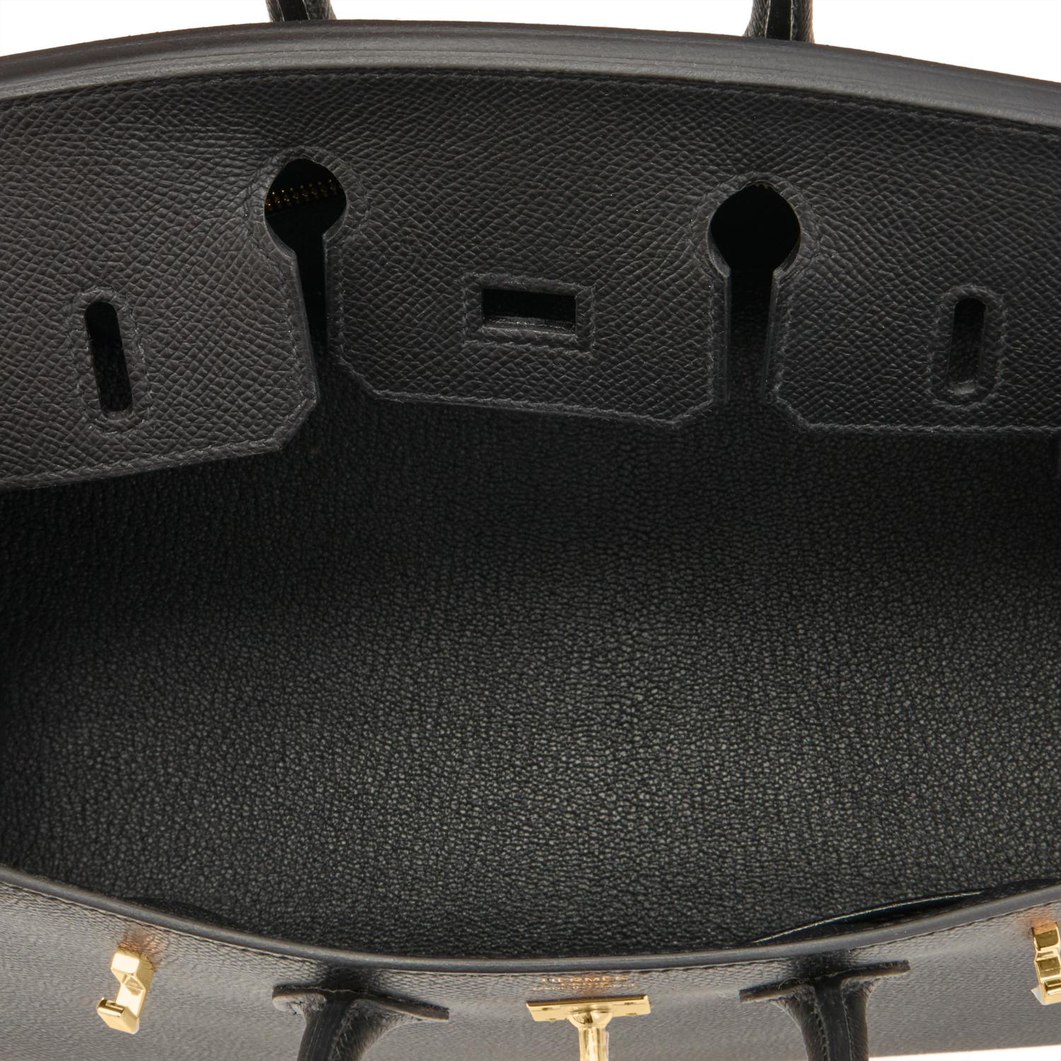 Hermes Birkin 25 Sellier Black Epsom Gold Hardware U Stamp, 2022 RARE 1