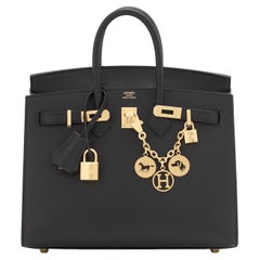 Hermes Birkin 25 Sellier Schwarz Epsom Gold Hardware U Stempel, 2022 SELTEN