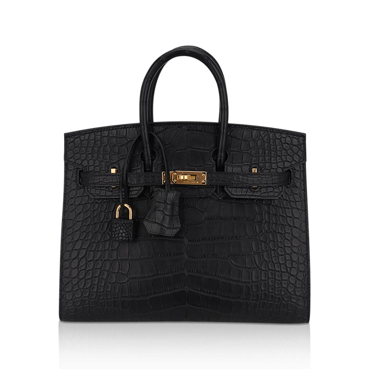 Hermes Birkin 25 Sellier Black Matte Alligator Bag 2