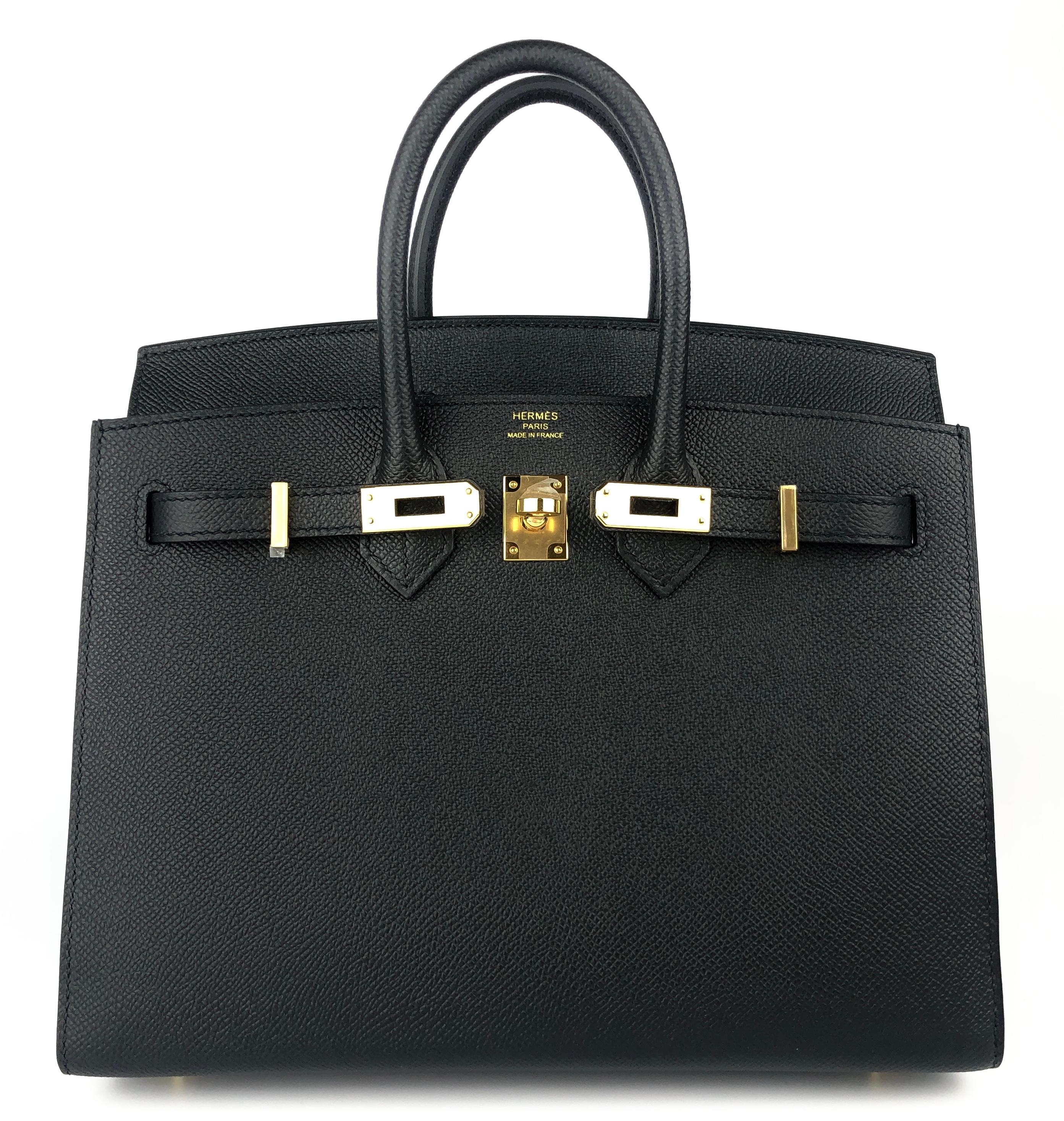 Absolutely Stunning and One The Most Coveted and Difficult to get Hermes Combos! As New Hermes Birkin 25 Sellier Black Noir Epsom  Leather complimented by Gold Hardware. As New Plastic on all Hardware and Feet. U Stamp 2022. Includes all Accessories