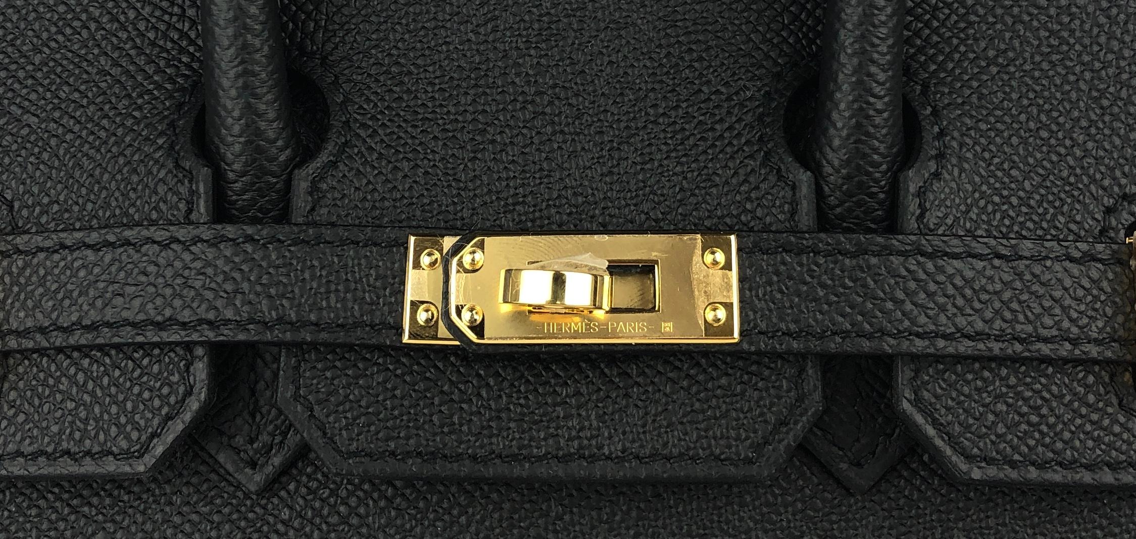 Women's or Men's Hermes Birkin 25 Sellier Black Noir Epsom Leather Gold Hardware NEW 2022