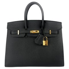 Hermes Birkin 25 Sellier Schwarz Noir Epsom Leder Gold Hardware NEW 2022