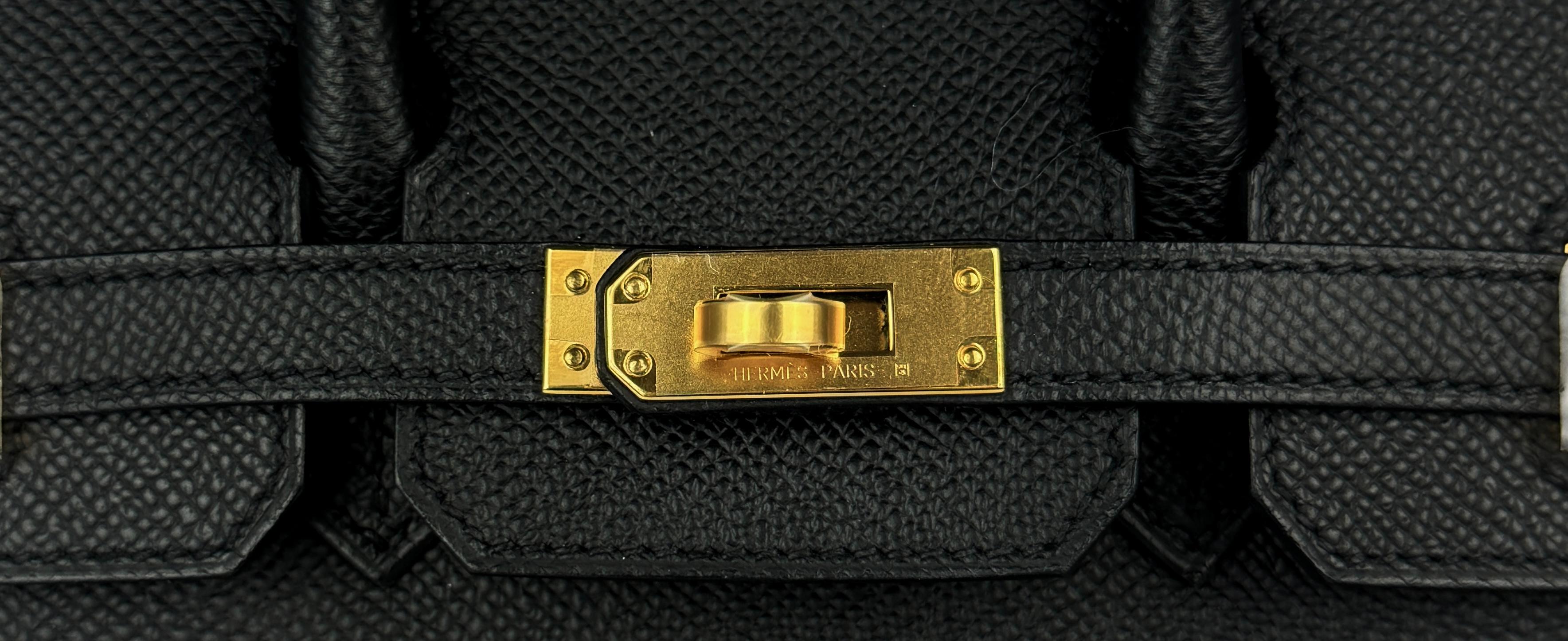 Hermes Birkin 25 Sellier Black Noir Epsom Leather Gold Hardware NEW 4