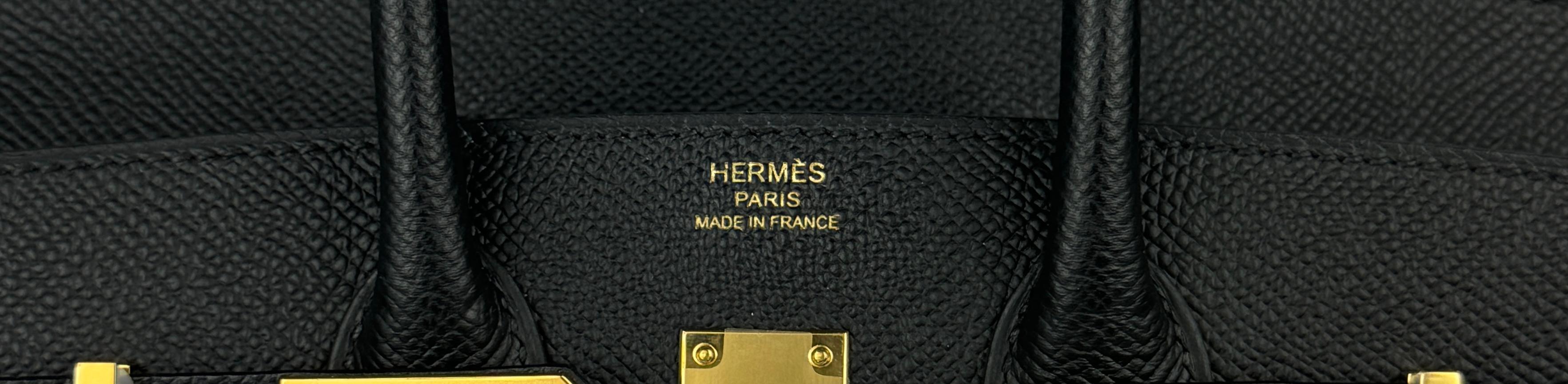 Hermes Birkin 25 Sellier Black Noir Epsom Leather Gold Hardware NEW 2