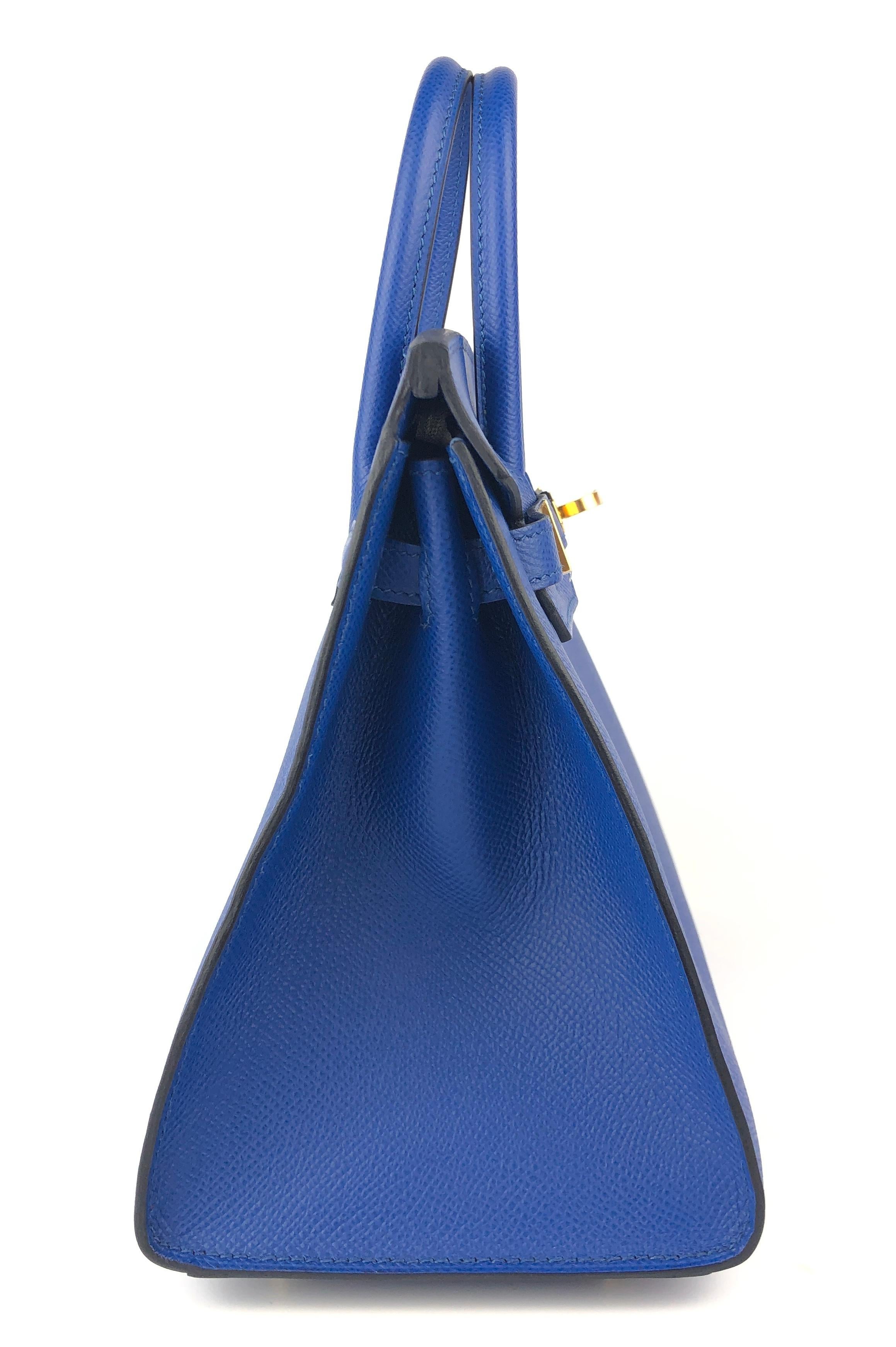Hermes Birkin 25 Sellier Bleu France Blue Epsom Leather Gold Hardware 2