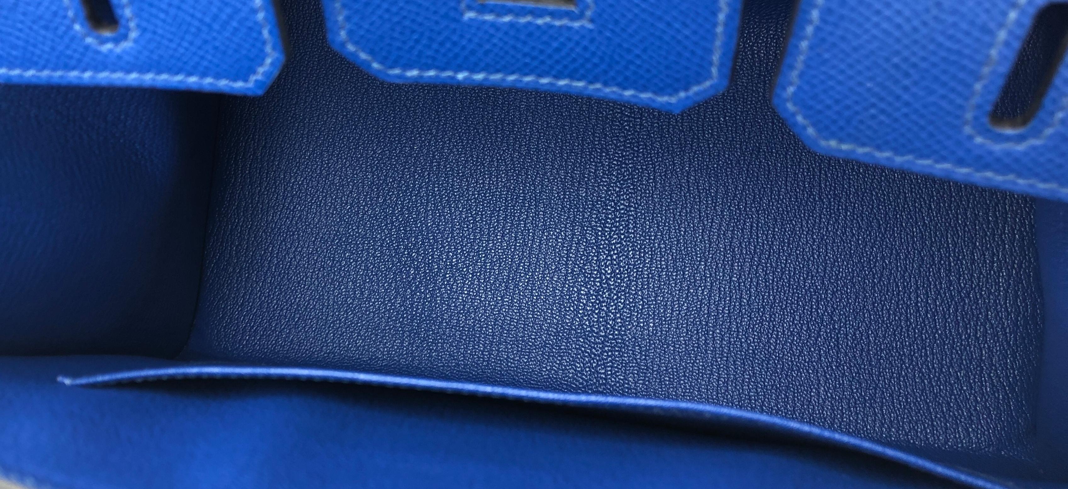 Hermes Birkin 25 Sellier Bleu France Blue Epsom Leather Gold Hardware  4