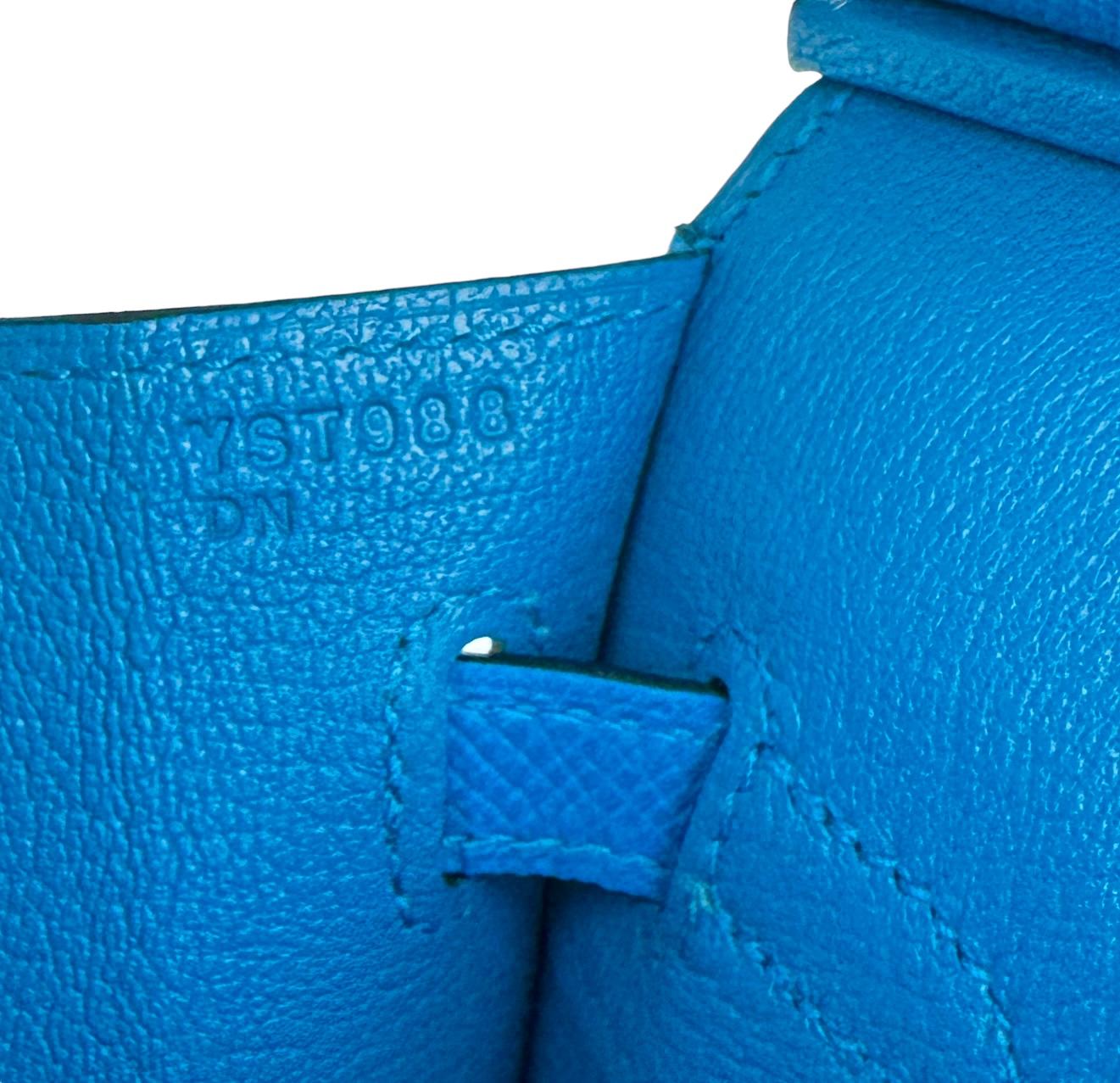 Hermes Birkin 25 Sellier Blue Frida Epsom Leather Gold Hardware NEW 7