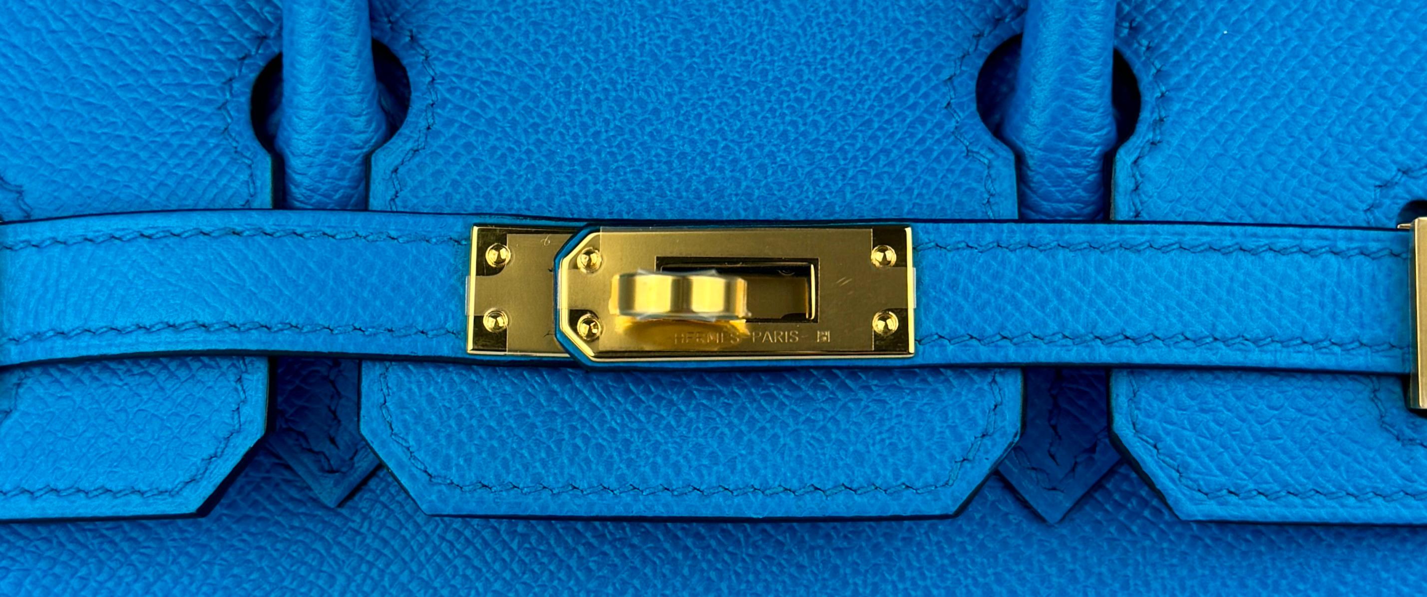 Hermes Birkin 25 Sellier Blue Frida Epsom Leather Gold Hardware NEW 2