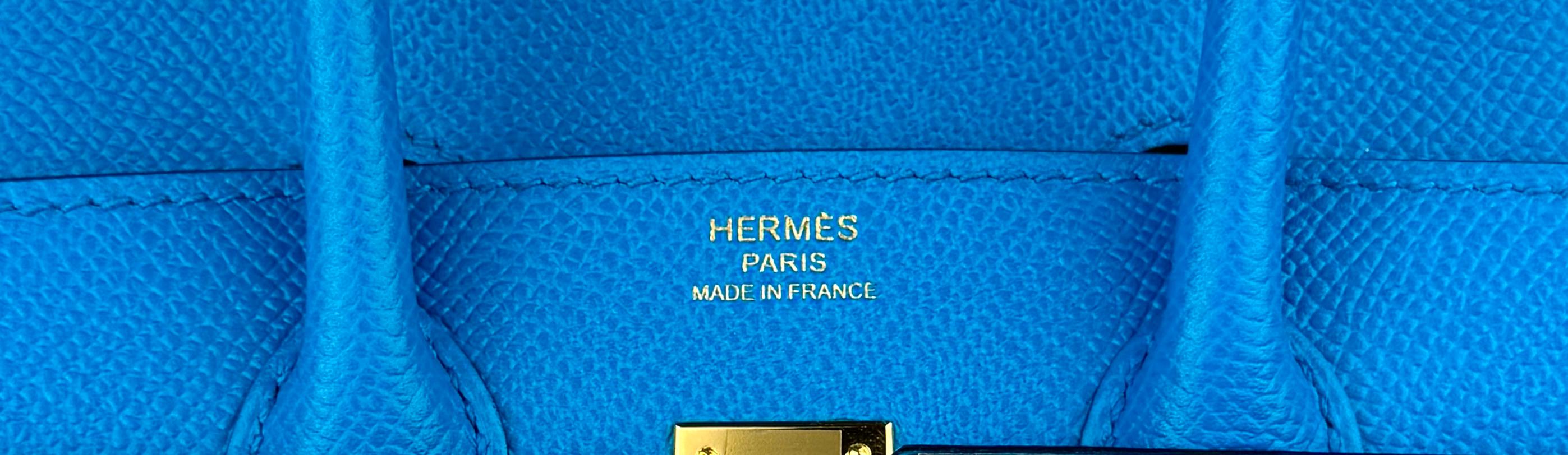 Hermes Birkin 25 Sellier Blue Frida Epsom Leather Gold Hardware NEW 3