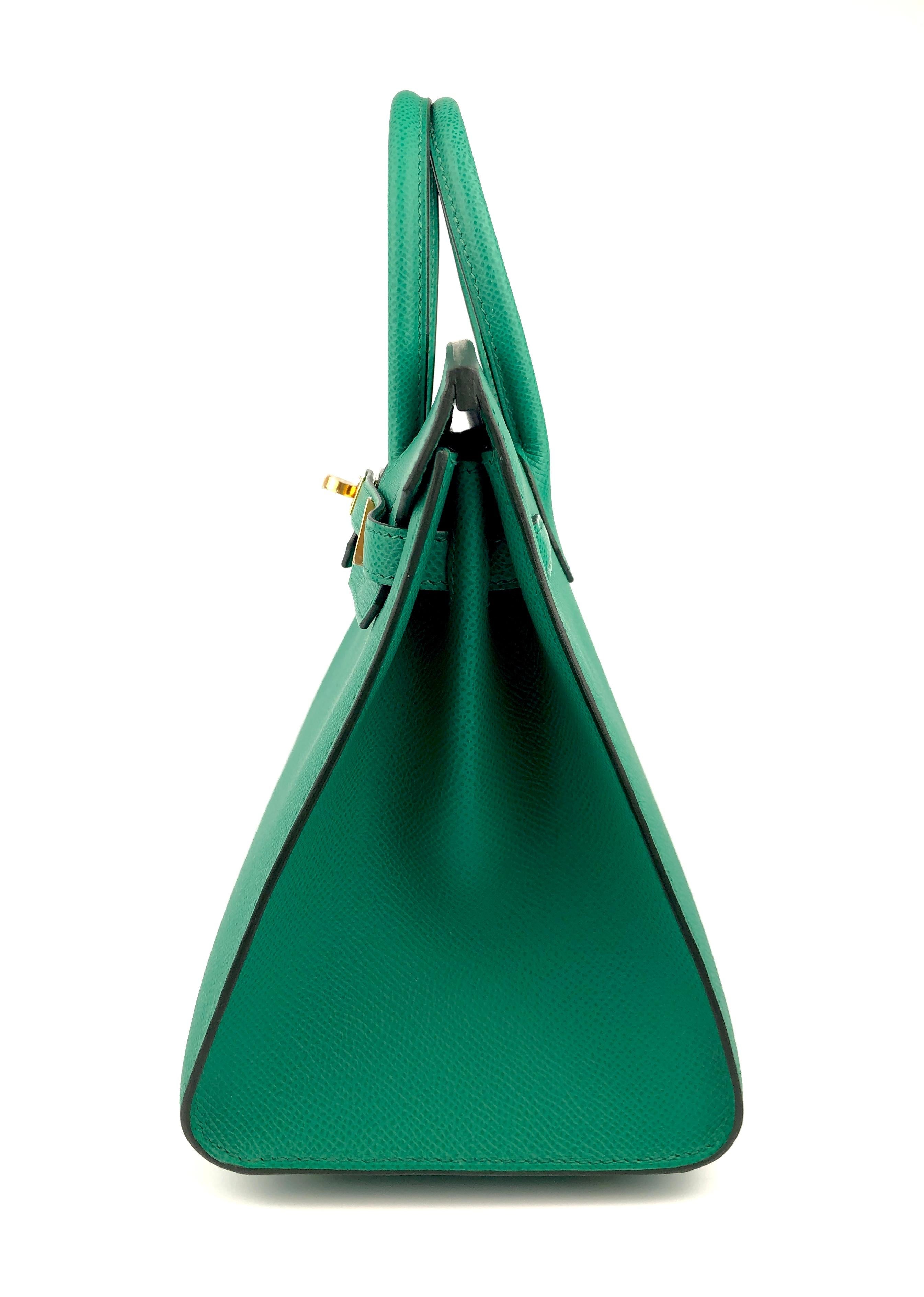 Blue Hermes Birkin 25 Sellier Green Vert Jade Epsom Gold Hardware 2021 NEW VERY RARE